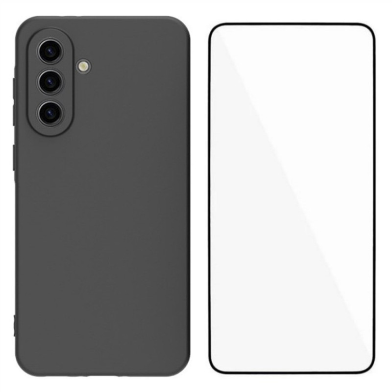 Capa de silicone mate para Samsung Galaxy A26 5G com proteção de ecrã em vidro temperado