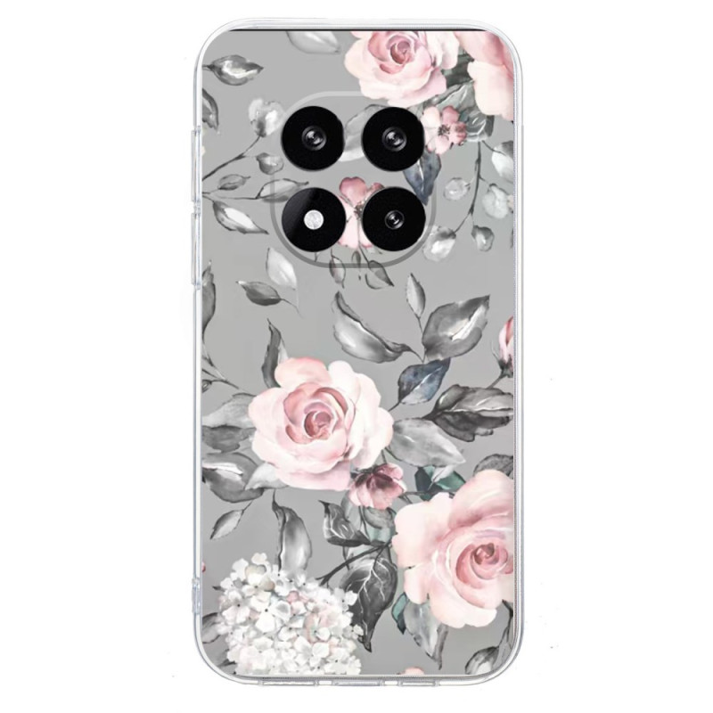 Capa Xiaomi Redmi Note 14 Pro 5G Padrão floral sobre fundo cinzento