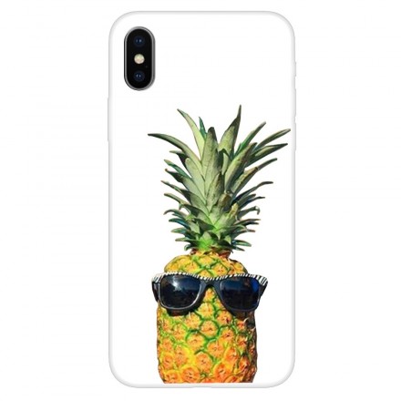 iPhone XS Clear Case Pineapple with Glasses (Abacaxi transparente com óculos)