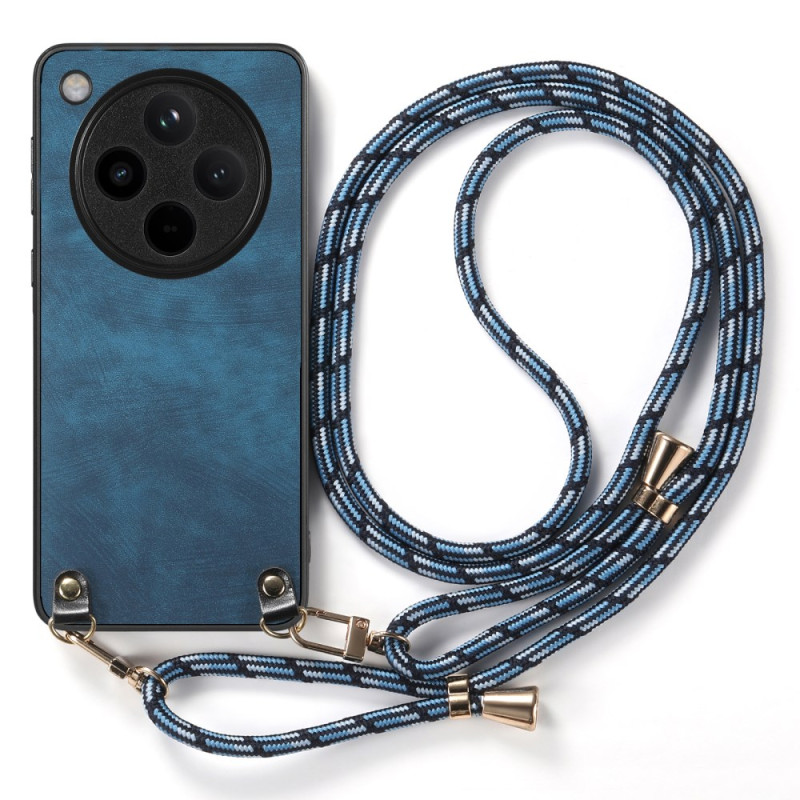 Capa com cordão em pele para Oppo Find X8 Pro