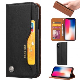 Capa Flip Capa iPhone XS Capa de cartão em pele