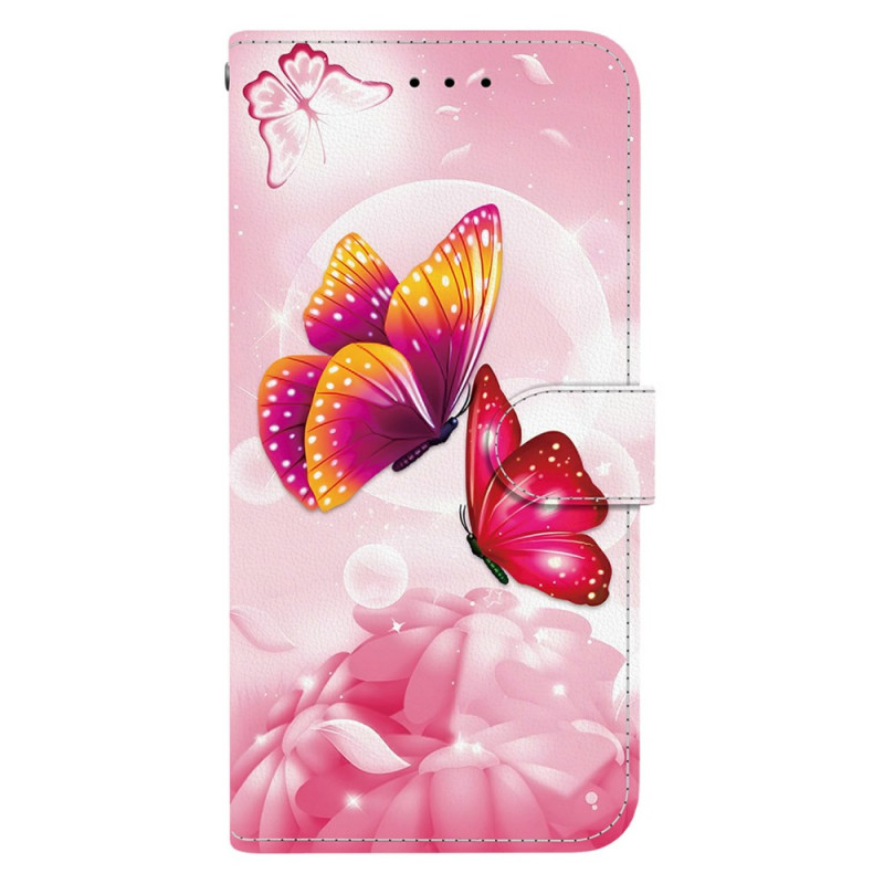 Capa Xiaomi Redmi 14C / Poco C75 Borboletas cor-de-rosa