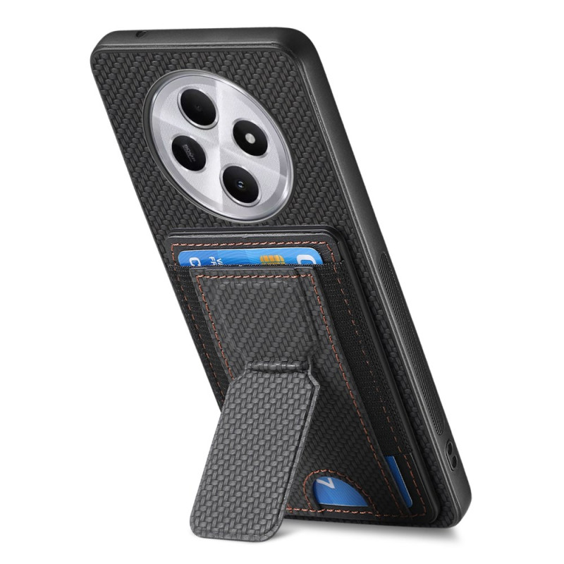 Xiaomi Redmi 14C / Poco C75 Capa com textura de carbono, suporte e porta-cartões