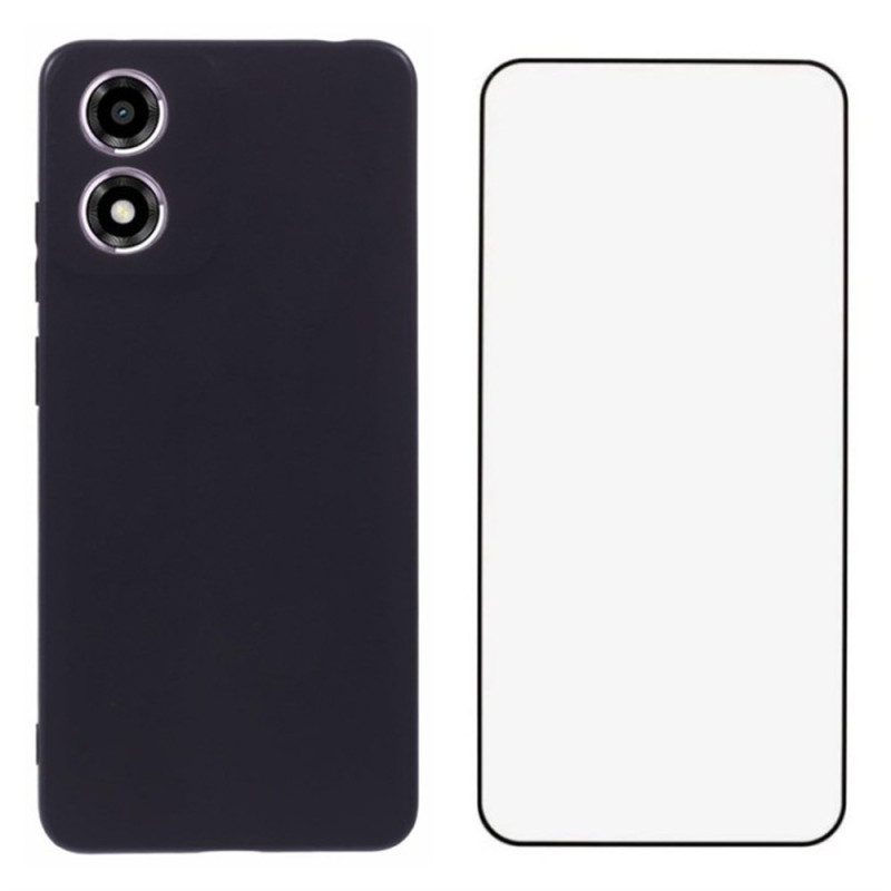 Capa de silicone para Moto E14 com proteção de ecrã em vidro temperado