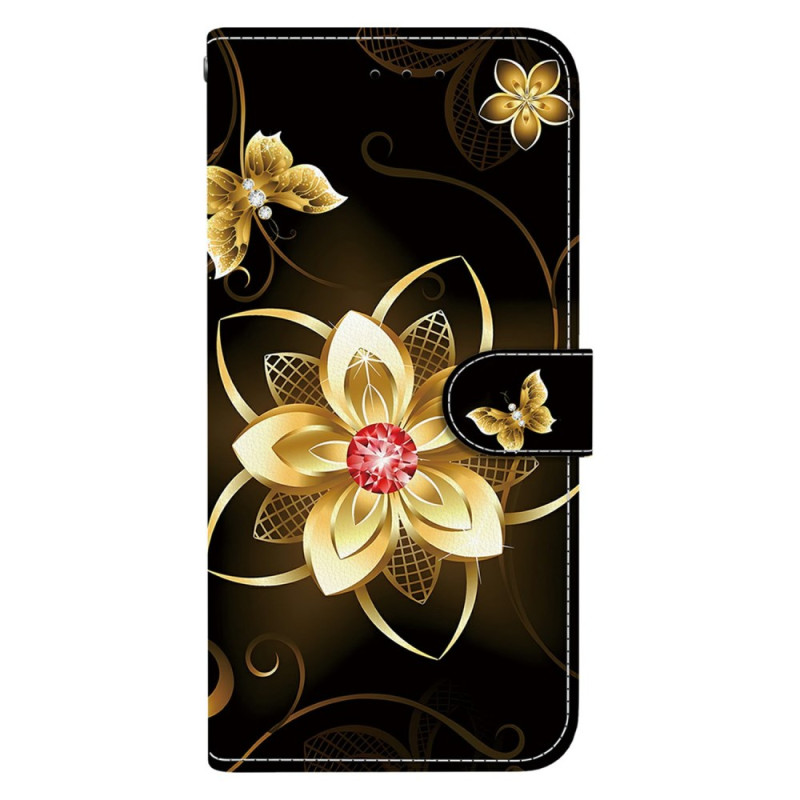 Capa com motivo floral dourada para Moto G15