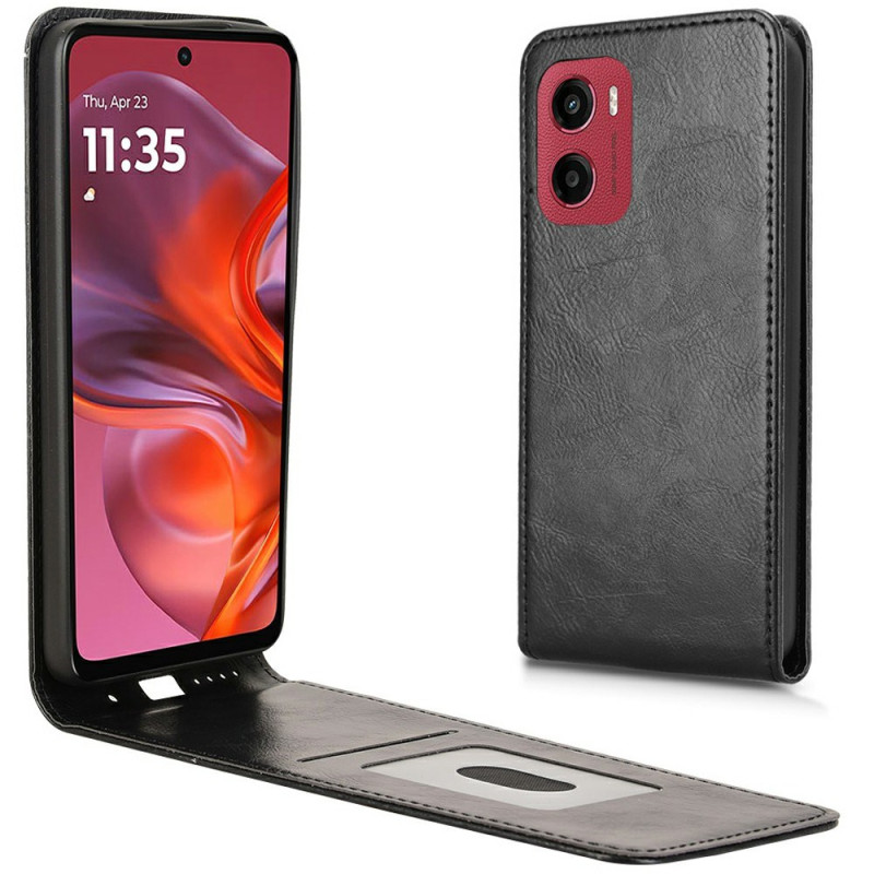 Capa de couro falsa para Moto G05 / E15 com aba vertical