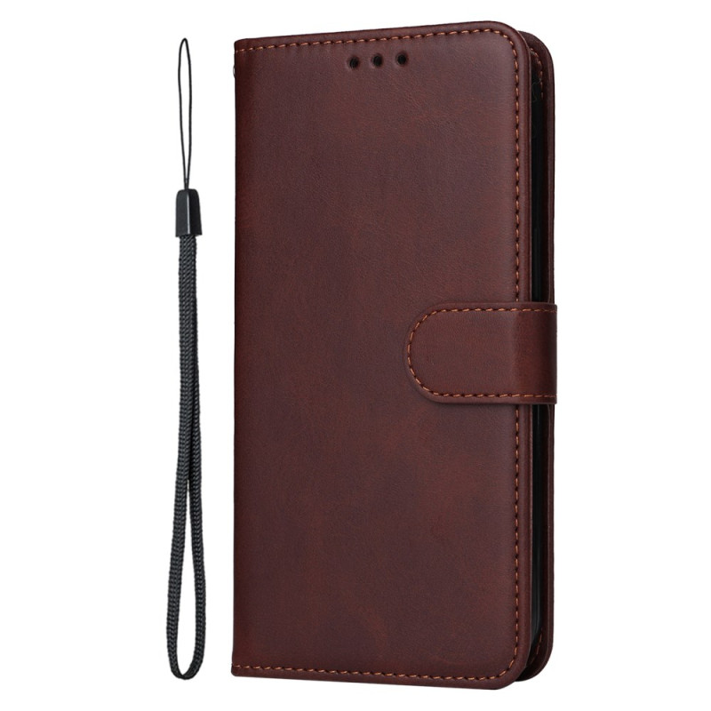 Capa Oppo Reno 13 5G Efeito de couro liso com correia