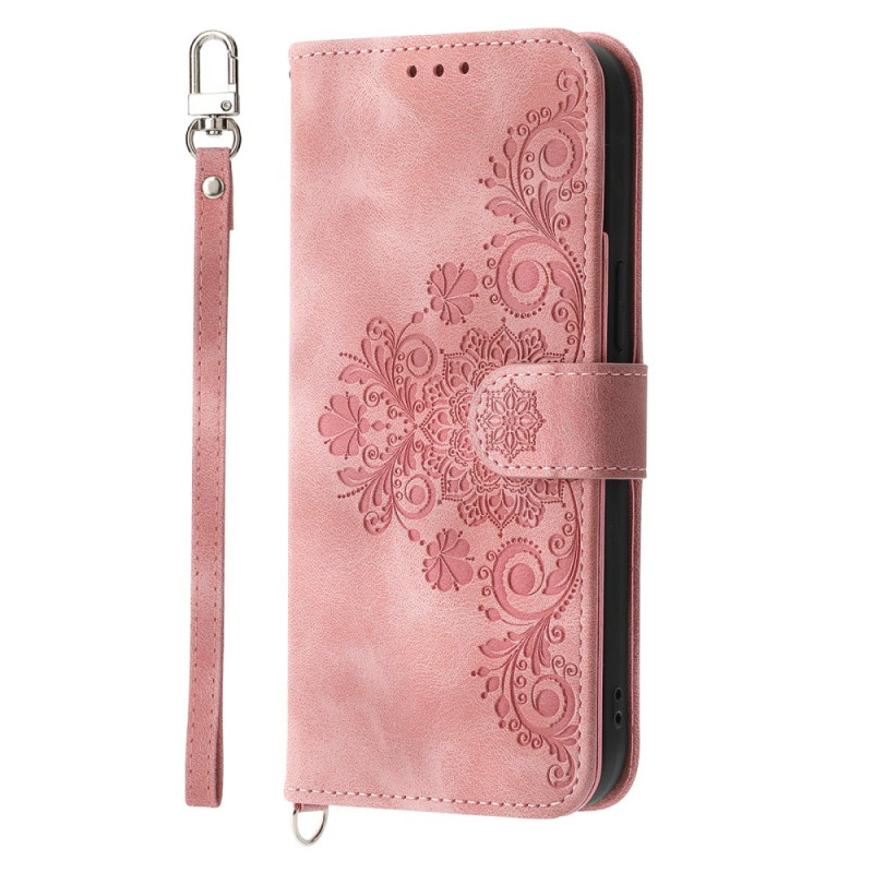 Capa Oppo Reno 13 Pro 5G Padrão floral e alça para o ombro