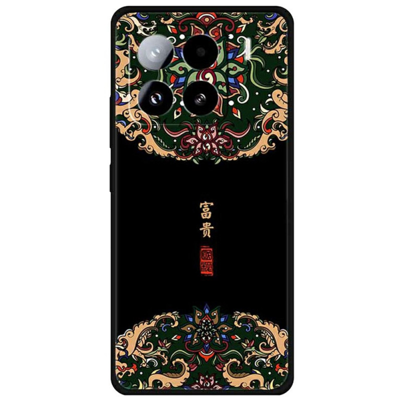 Capa Xiaomi 15 com padrão oriental Preto