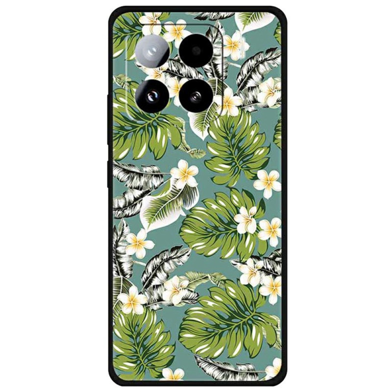 Capa para Xiaomi 15 Pro Folhas de bananeira e flores douradas