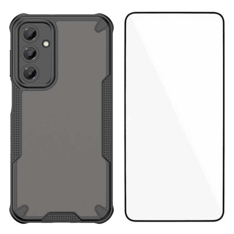 Capa semi transparente para Samsung Galaxy A16 4G / A16 5G com proteção de ecrã em vidro temperado