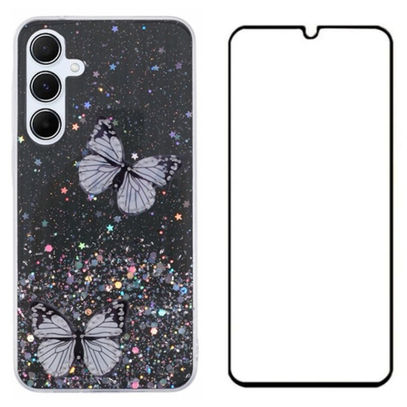 Capa Butterfly para Samsung Galaxy A55 5G com protetor de ecrã