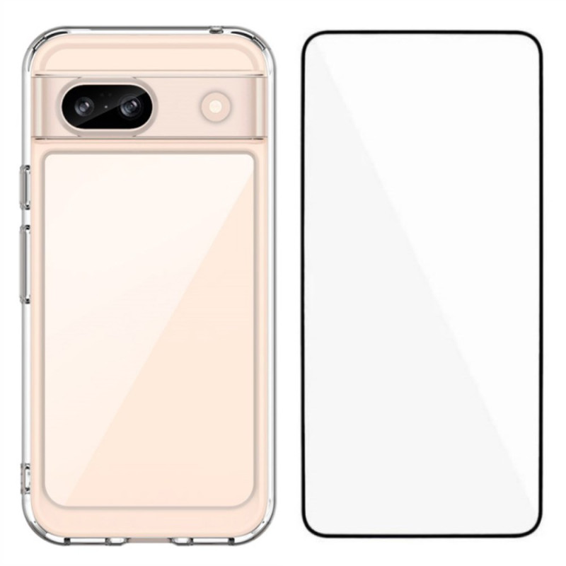 Capa transparente para Google Pixel 8A com película protetora de vidro temperado