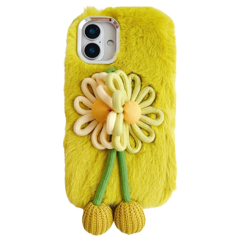 Capa para iPhone 16 Decoração floral em peluche