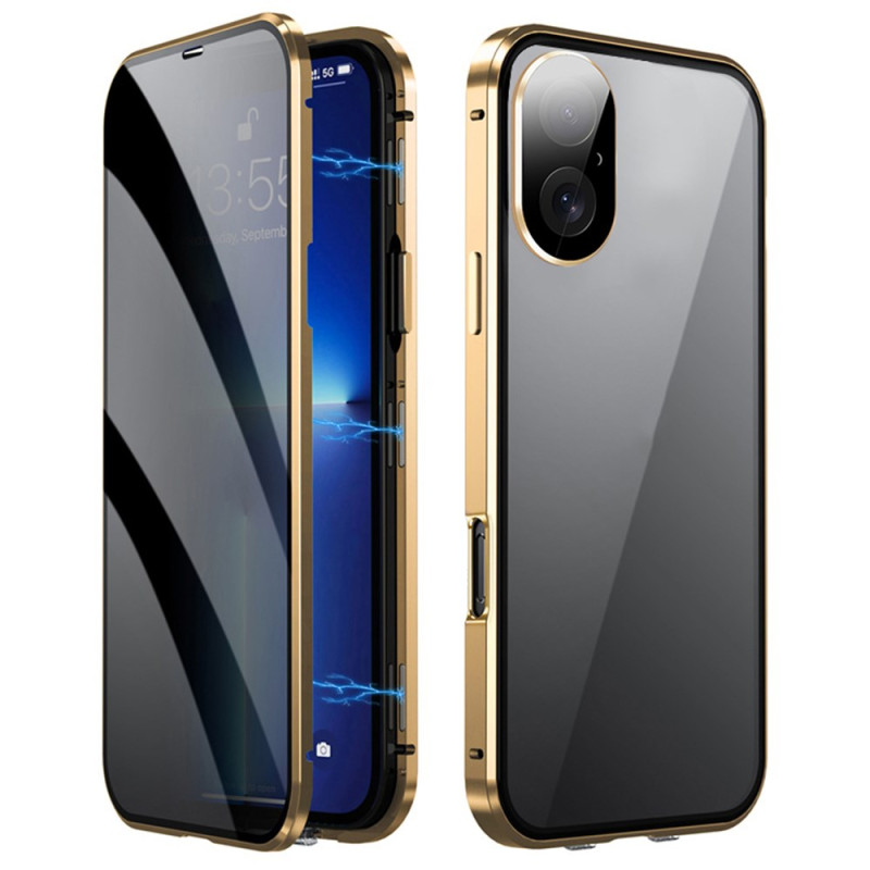 Capa de vidro temperado anti-spion para iPhone 16 com moldura magnética e anti-spion