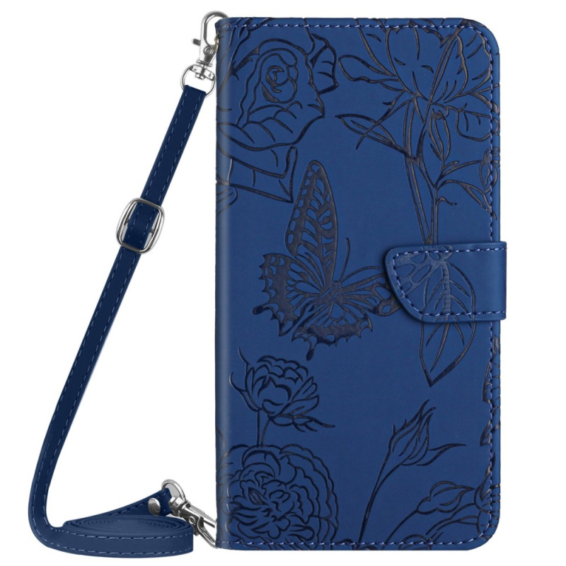 Capa para iPhone 16E Butterfly Print com alça de ombro