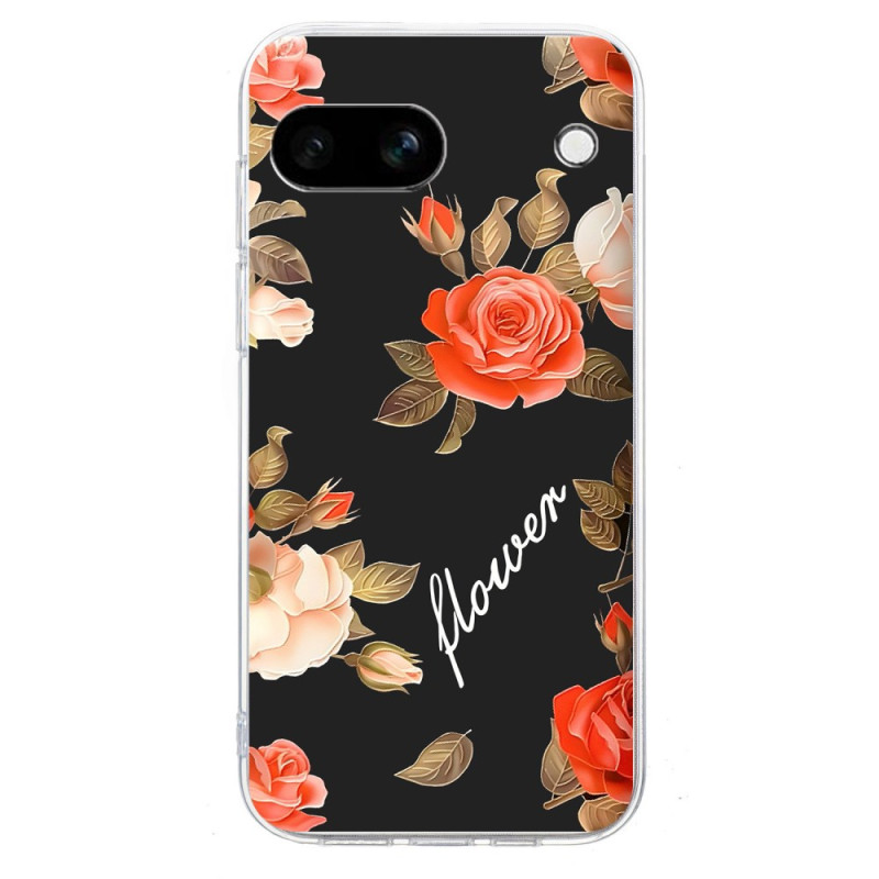 Capa para Google Pixel 9A Padrão floral em fundo preto