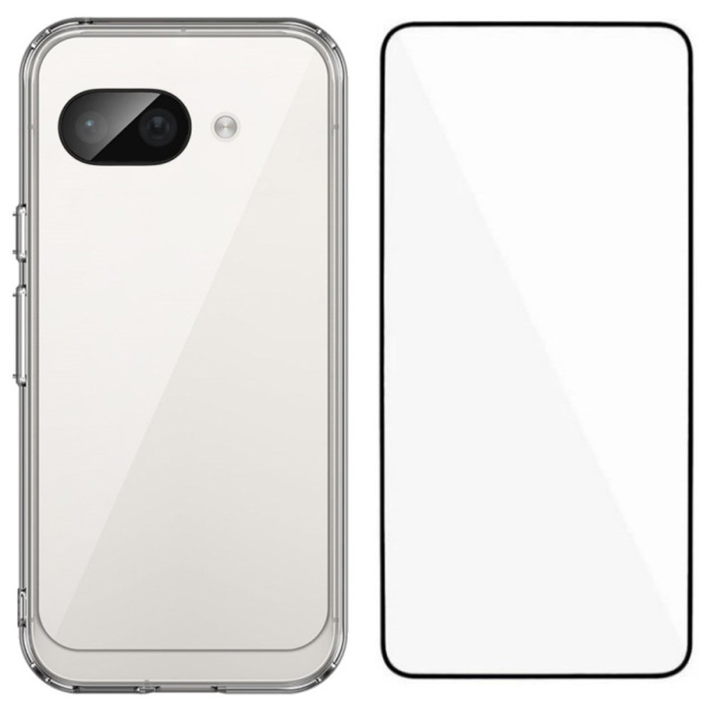 Capa transparente para Google Pixel 9A com proteção de ecrã em vidro temperado