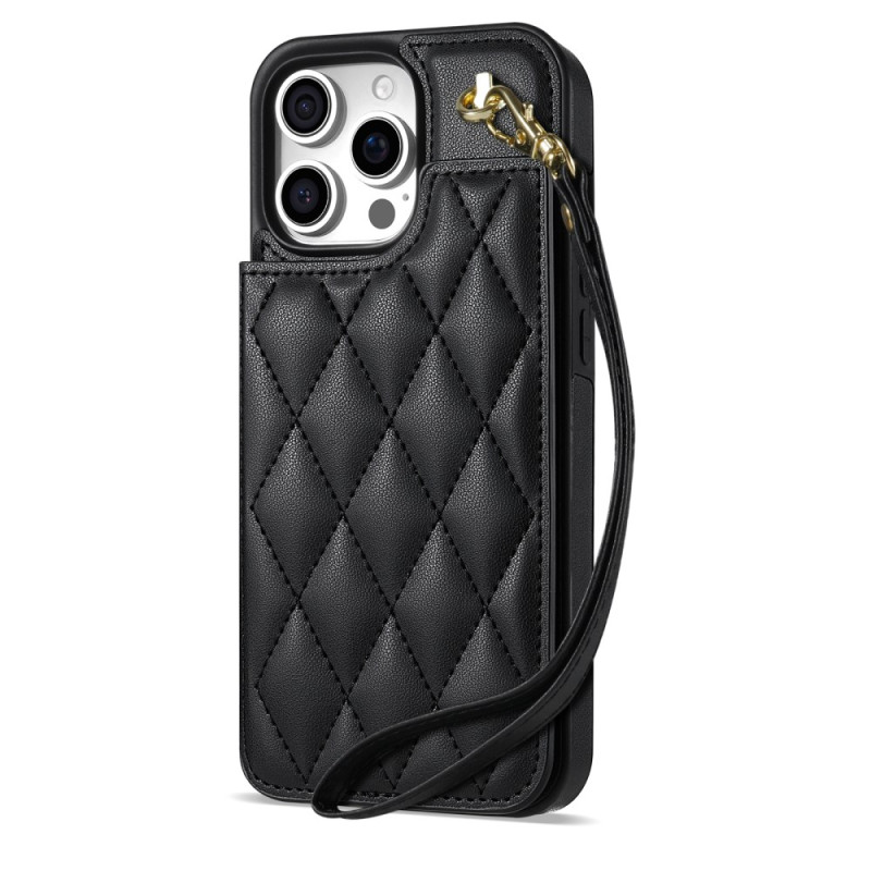 Capa almofadada para iPhone 16 Pro com correia e suporte para cartões