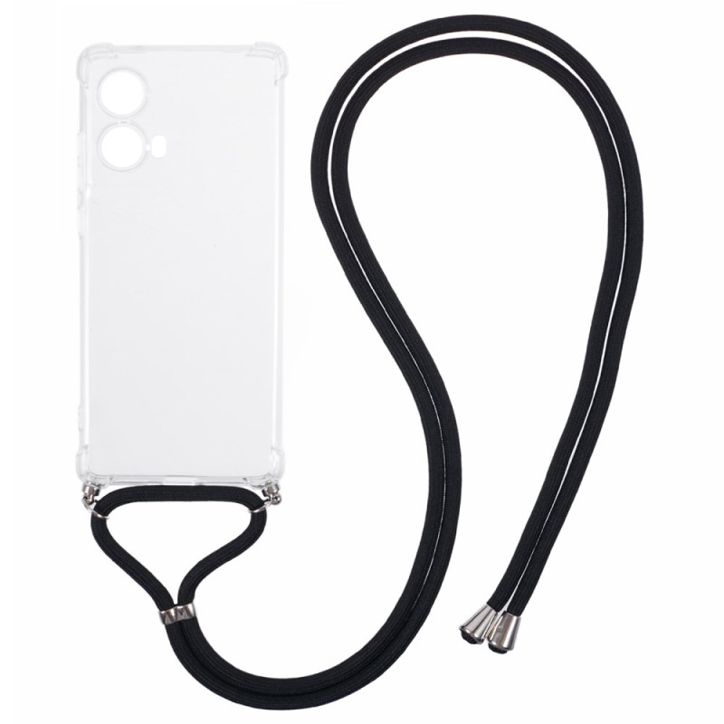 Capa com cordão transparente para Moto G85 5G