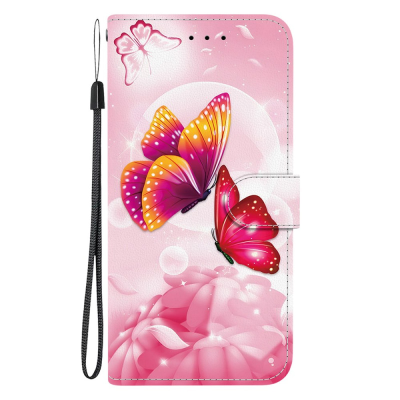 Capa para Moto G55 5G Borboletas cor-de-rosa