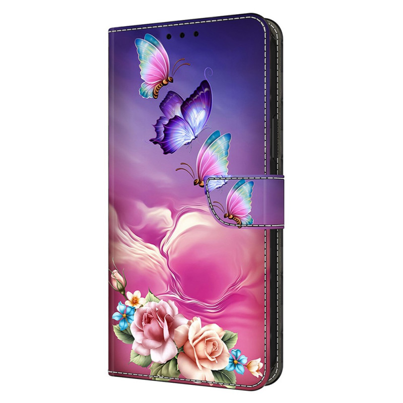 Capa para Moto G55 5G - Padrão de borboletas e flores