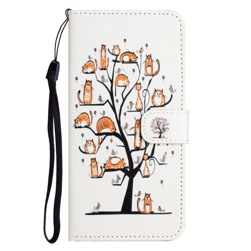 Capa para Moto G55 5G Padrão de gatos e árvores