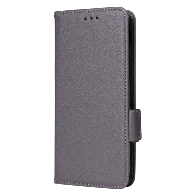 Capa para Moto G55 5G em pele sintética com fita de Litchi