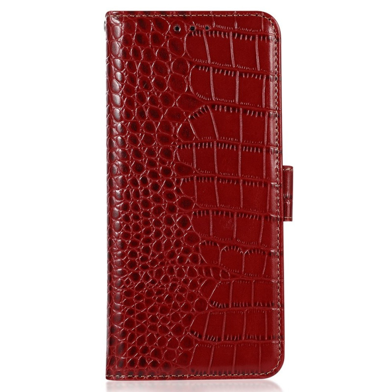 Capa para Moto G35 5G em pele com textura de crocodilo