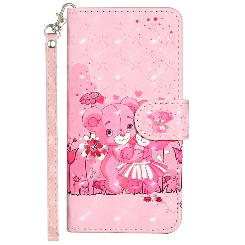 Capa iPhone 16E Teddy Bear com cordão de segurança