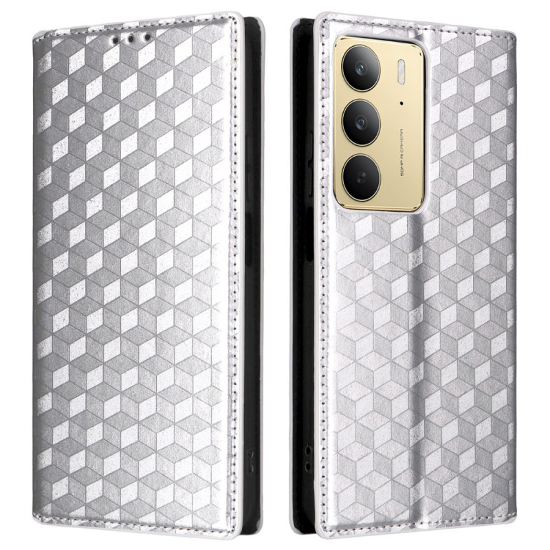 Capa flip Realme C75 com padrão de diamante