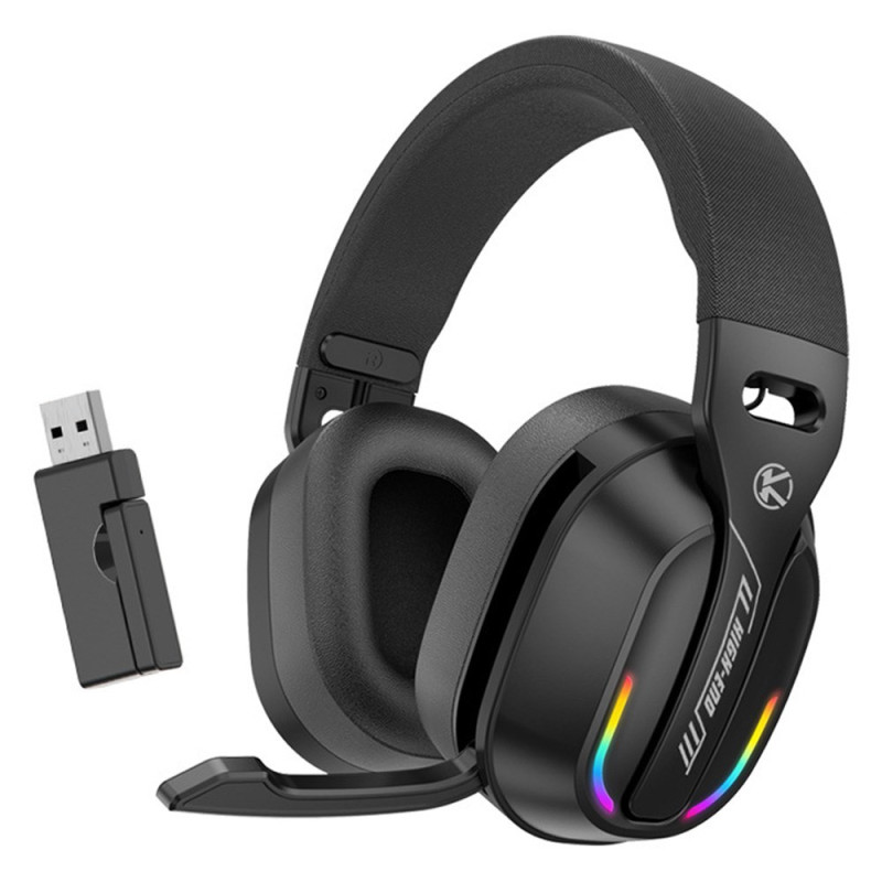 Auriculares
 para jogos sem fios com iluminação LED e microfone Bluetooth