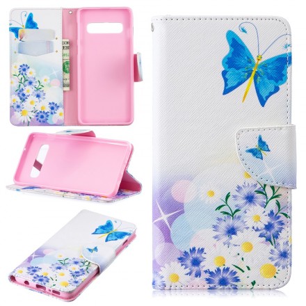 Samsung Galaxy S10 Capa pintada de borboletas e flores