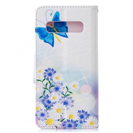 Samsung Galaxy S10 Capa pintada de borboletas e flores