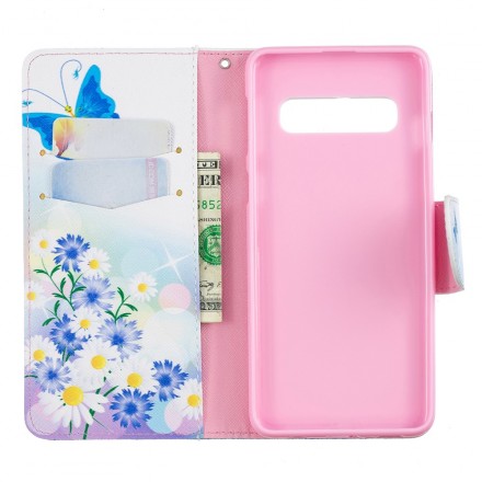 Samsung Galaxy S10 Capa pintada de borboletas e flores