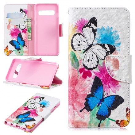 Samsung Galaxy S10 Capa pintada de borboletas e flores