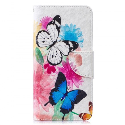 Samsung Galaxy S10 Capa pintada de borboletas e flores