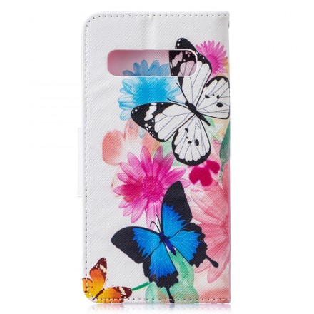 Samsung Galaxy S10 Capa pintada de borboletas e flores