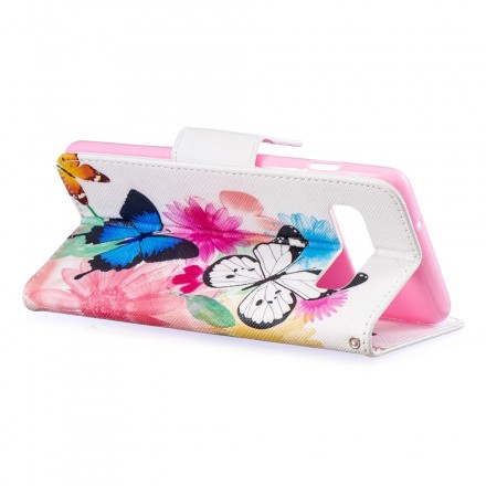 Samsung Galaxy S10 Capa pintada de borboletas e flores