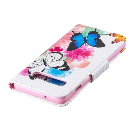 Samsung Galaxy S10 Capa pintada de borboletas e flores