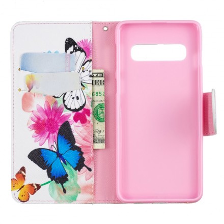 Samsung Galaxy S10 Capa pintada de borboletas e flores