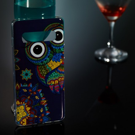 Samsung Galaxy S10 Case Owl Mandala Fluorescente