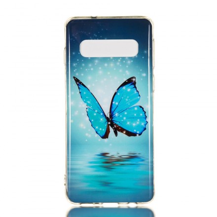 Samsung Galaxy S10 Capa Borboleta Azul Fluorescente