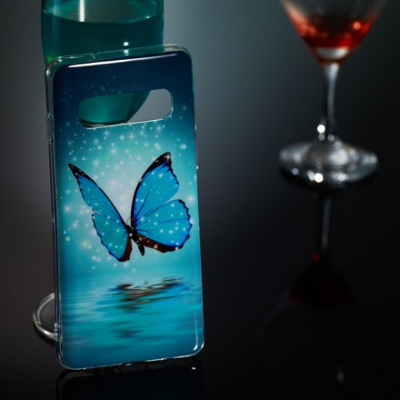 Samsung Galaxy S10 Capa Borboleta Azul Fluorescente