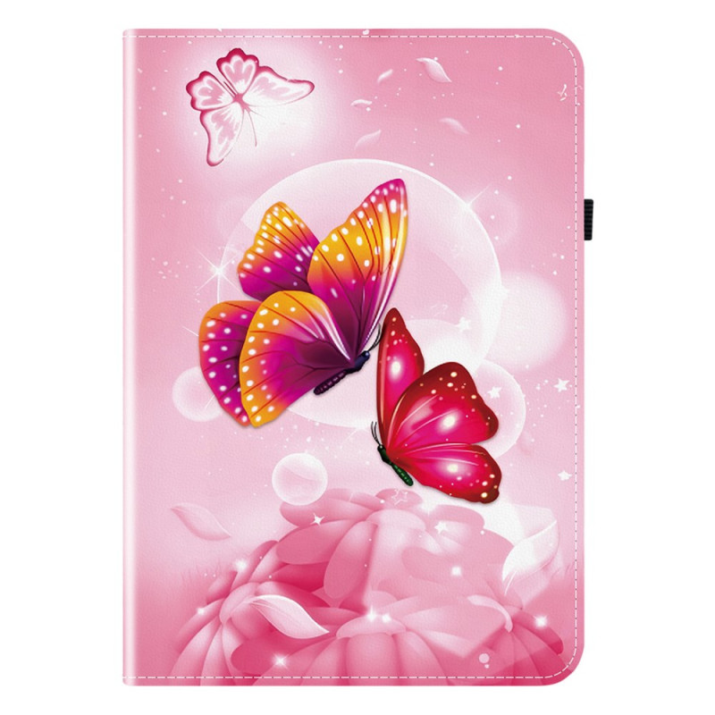 Capa para Samsung Galaxy Tab S10 Plus / S9 FE Plus / S9 Plus Design de borboleta cor-de-rosa