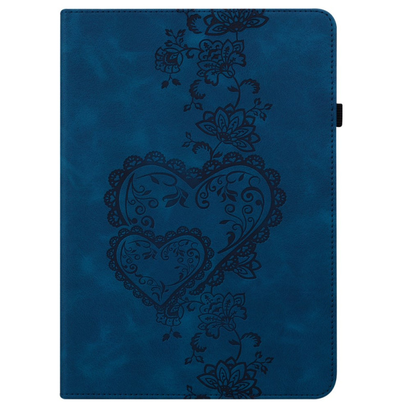 Capa para Samsung Galaxy Tab S10 Plus / S9 FE Plus / S9 Plus Efeito camurça Corações