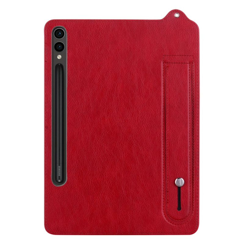Samsung Galaxy Tab S10 Plus / S9 Plus / S8 Plus / S7 Plus Capa em pele Suporte para caneta e correia