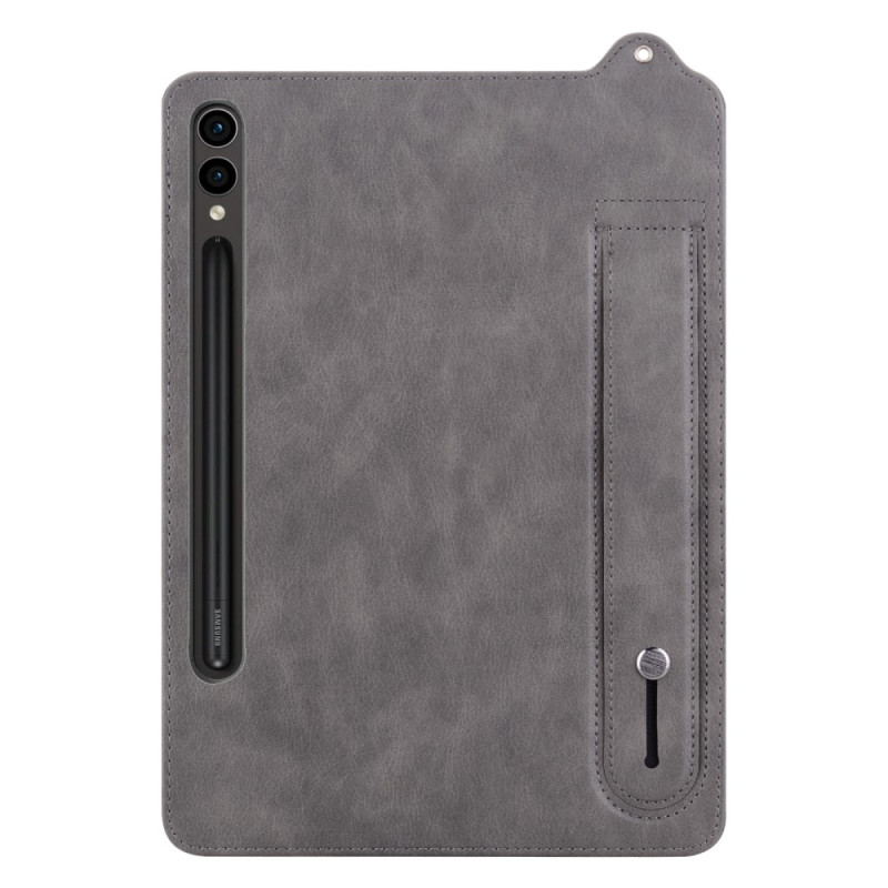 Samsung Galaxy Tab S10 Plus / S9 Plus / S8 Plus / S7 Plus Capa em pele Suporte para caneta e correia
