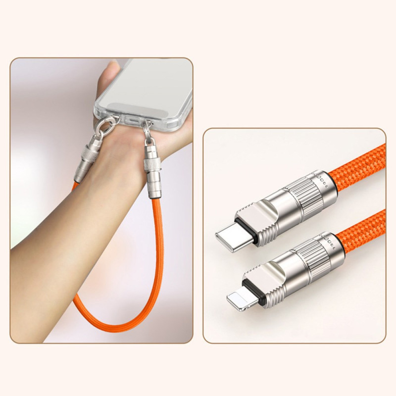 Cabo de carregamento de 30 cm com cordão de segurança Tipo C para porta L