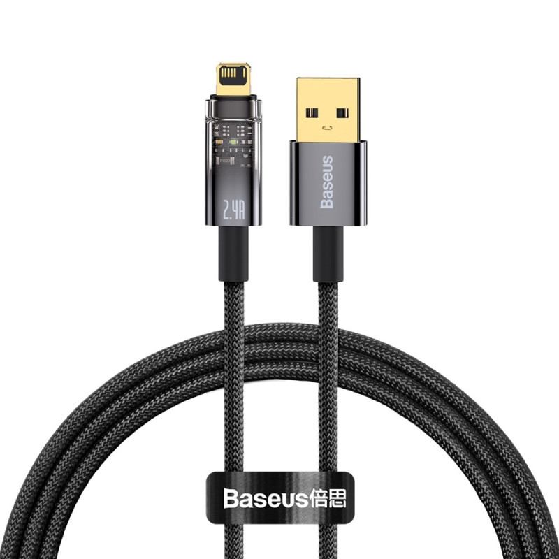 Cabo USB para iP com arranque/paragem automático BASEUS da série Explorer - 1m